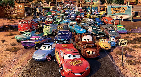 Route 66 Cars Movie, Disney Cars wallpaper, Cartoons, Cars, Route, Movie, HD wallpaper HD wallpaper