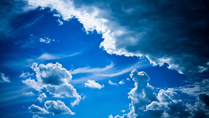 błękitne niebo, przyroda, niebo, chmury, Tapety HD