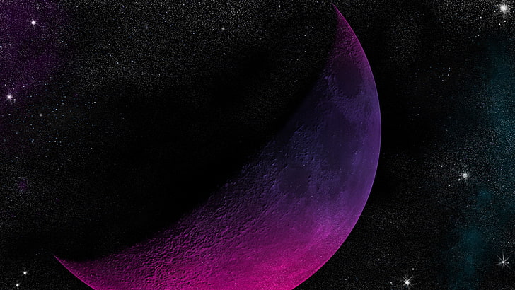 ブルーマゼンタ色の月スペースムーンhdアート 青 月 星 紫 マゼンタ Hdデスクトップの壁紙 Wallpaperbetter