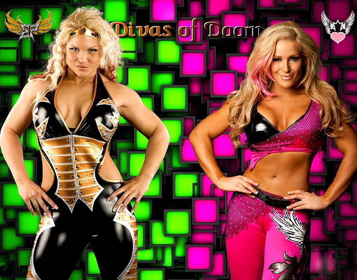 Наталья и Бет Феникс, две женские иллюстрации, WWE, чемпион мира, рестлер, HD обои