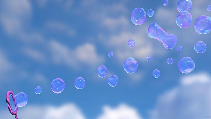 bubbles, bubbles, sky, shape, HD wallpaper