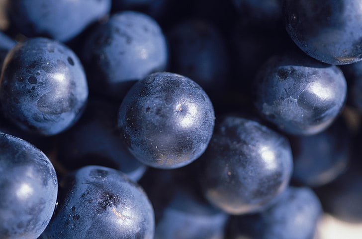 blueberries, grapes, berries, close-up, HD wallpaper