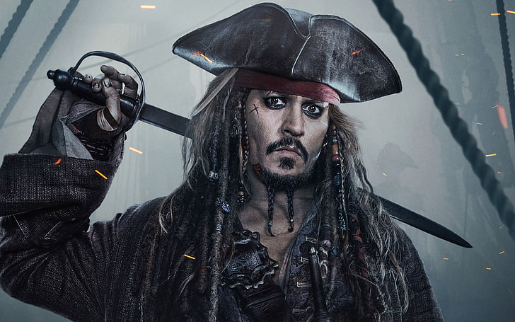 пирати от Карибите: мъртвите не разказват приказки, Джак Спароу, Джони Деп, Филми, HD тапет