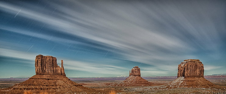 photo of brown rack formation during timelapse, Monument Valley, Moonlight, Exposure, photo, formation, timelapse, beautifuldecay, traveler, winter, roadtrip, Motivational, arizona, desert, uSA, utah, monument Valley Tribal Park, landscape, southwest USA, wild West, navajo, north American Tribal Culture, nature, butte - Rocky Outcrop, mesa, scenics, mesa - Arizona, famous Place, sky, outdoors, rock - Object, no People, national Park, sandstone, HD wallpaper HD wallpaper