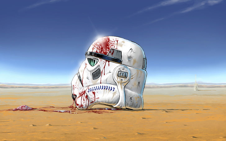 Star Wars Stormtrooper digital wallpaper, Star Wars, stormtrooper, gore, blood, science fiction, helmet, HD wallpaper