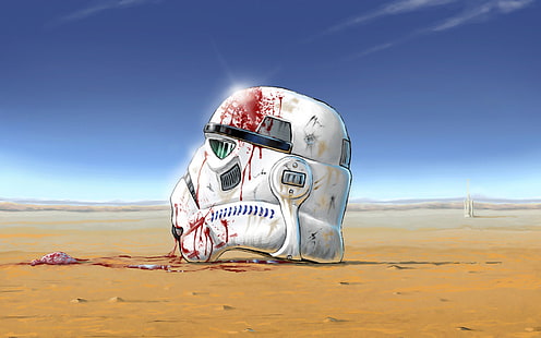 Звездные войны Stormtrooper цифровые обои, Star Wars, штурмовик, кровь, кровь, научная фантастика, шлем, HD обои HD wallpaper