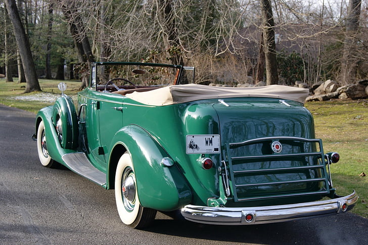 Vehicles, Packard Super Eight Convertible Sedan, Car, Green Car, Old Car, Vintage Car, HD wallpaper