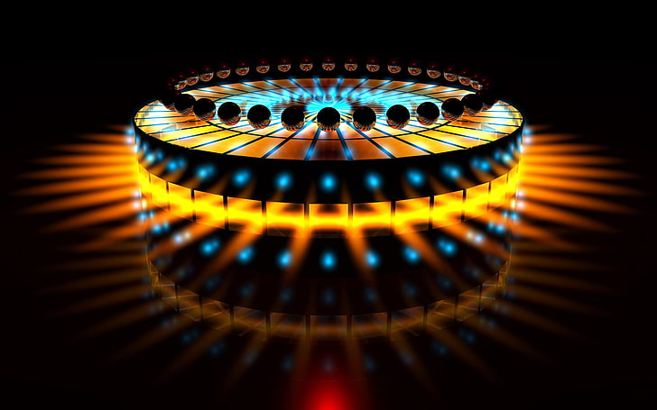 Merry Go Round, round LED strips, 3D, Abstract 3D, abstract, HD wallpaper