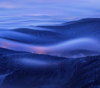 Сутрин, планини, запас, мъгливо, Huawei Mate 10, HD тапет HD wallpaper