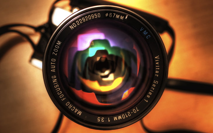 black telephoto lens, macro, camera, lens, depth of field, HD wallpaper