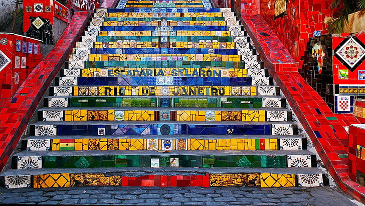 rio de janeiro, brazil, tangga, warna-warni, selaron, tangga, Wallpaper HD