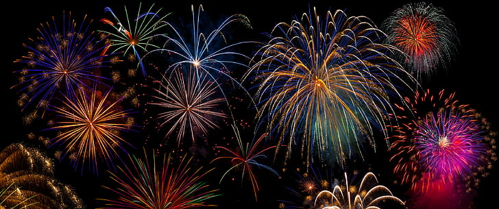 Independence Day, Feuerwerk, ultraweit, Composite, HD-Hintergrundbild