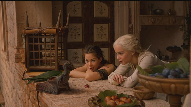 Tangkapan layar film Game of Thrones, Game of Thrones, Daenerys Targaryen, Emilia Clarke, dragon, Wallpaper HD