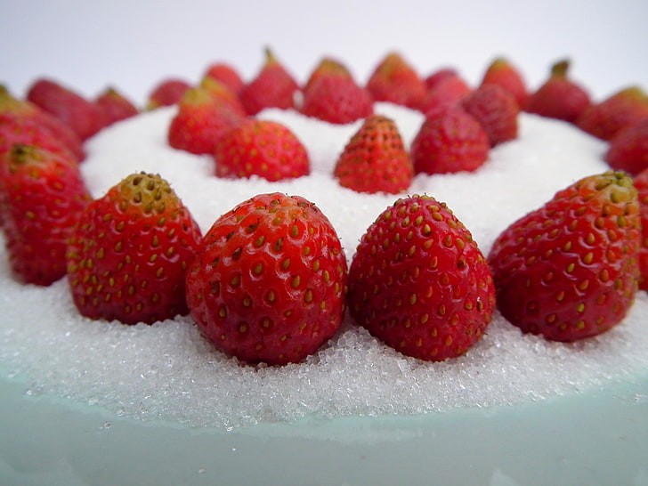 bunch of strawberry fruits, strawberries, berries, sugar, HD wallpaper