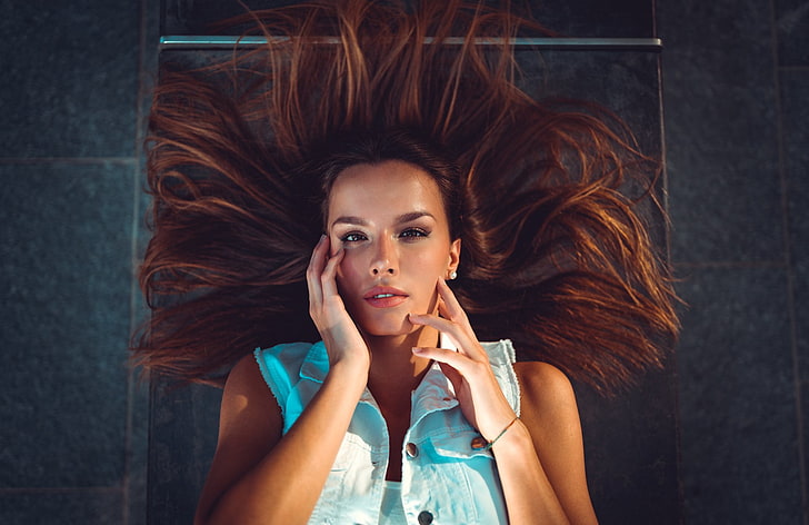 women, hair, portrait, model, Marco Squassina, HD wallpaper