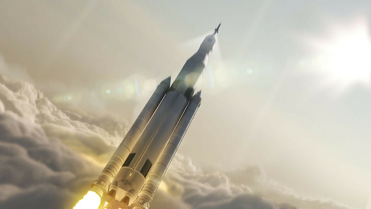 navette spatiale blanche, SpaceX, Falcon Heavy, navire, fusée, mars, mission, Fond d'écran HD