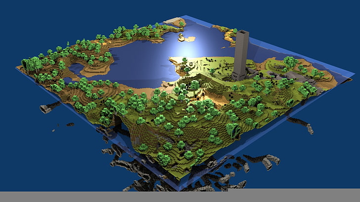 ilustração do mapa, minecraft, mundo, mapa, água, vida, blocos, HD papel de parede