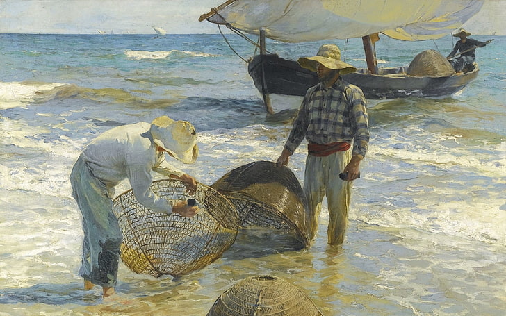 1895, spansk målare, valensk fiskare, Joaquin Sorolla och Bastida, HD tapet
