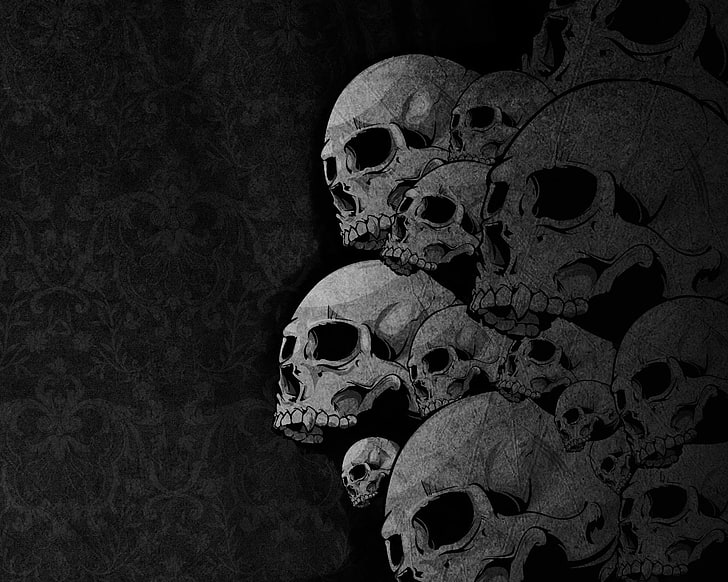 skulls black 1280x1024 Art Black HD Art, Skulls, Black, วอลล์เปเปอร์ HD
