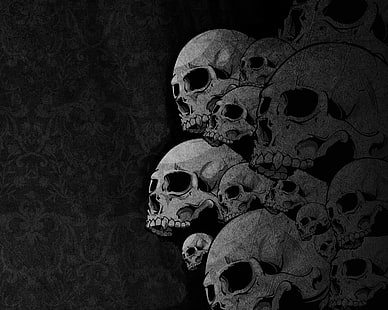 kafatasları siyah 1280x1024 Sanat Siyahı HD Sanat, Kafatasları, Siyah, HD masaüstü duvar kağıdı HD wallpaper