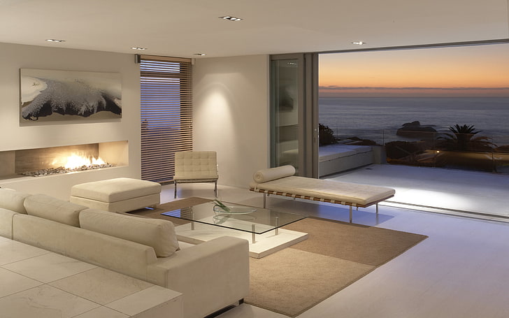 set furnitur ruang tamu putih, ruang, furnitur, interior modern, kenyamanan, Wallpaper HD