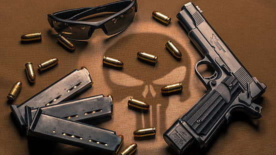 gun, weapons, Glasses, weapon, custom, M1911, Night Hawk, M1911 pistol, HD wallpaper HD wallpaper