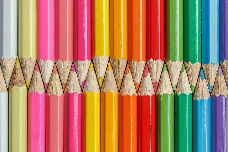 coloring pencil lot, colored, pencils, shades, HD wallpaper