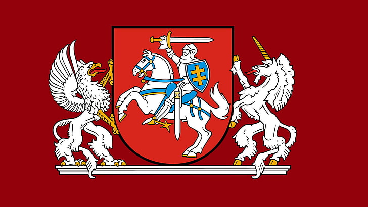 Litwa, herb, flaga, jeździec, Tapety HD