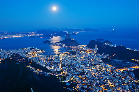 Pejzaż miejski nocą, Rio de Janeiro, noc, miasto, Tapety HD HD wallpaper