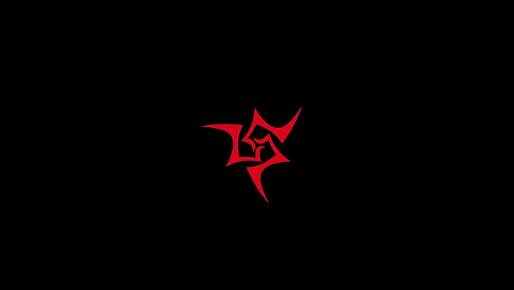 czerwone logo, seria Fate, minimalizm, czarne tło, czerwony, Tapety HD