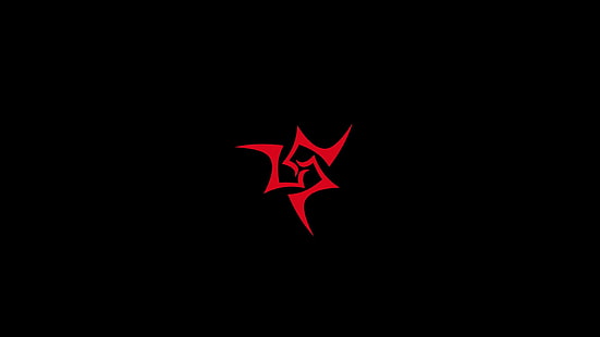 красный логотип, Fate Series, минимализм, черный фон, красный, HD обои HD wallpaper