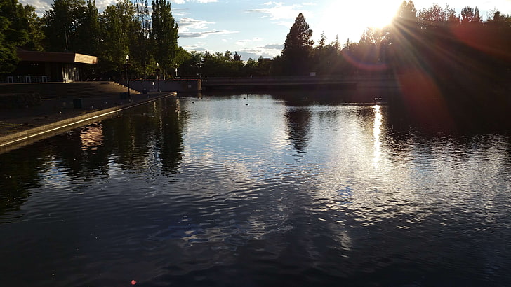 nature, reflection, riverfront park, spokane, water, HD wallpaper