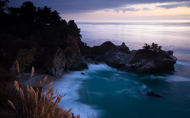 paisagem, paisagem marinha, califórnia, mcway falls, HD papel de parede