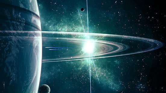 solsystem, rymd, planetariska ringar, rymdkonst, digital konst, planet, HD tapet HD wallpaper