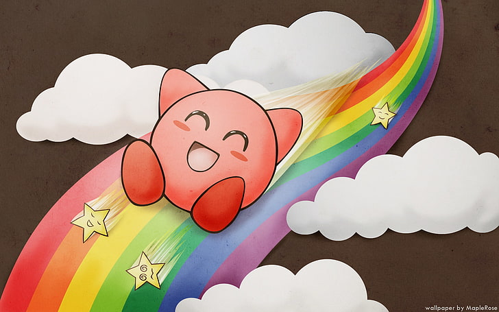 clouds, Kirby, rainbows, HD wallpaper