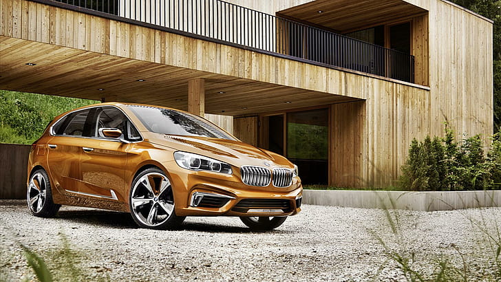 2013 BMW Active Tourer Outdoor Concept, gold bmw 5 door hatchback, concept, active, 2013, tourer, outdoor, cars, HD wallpaper