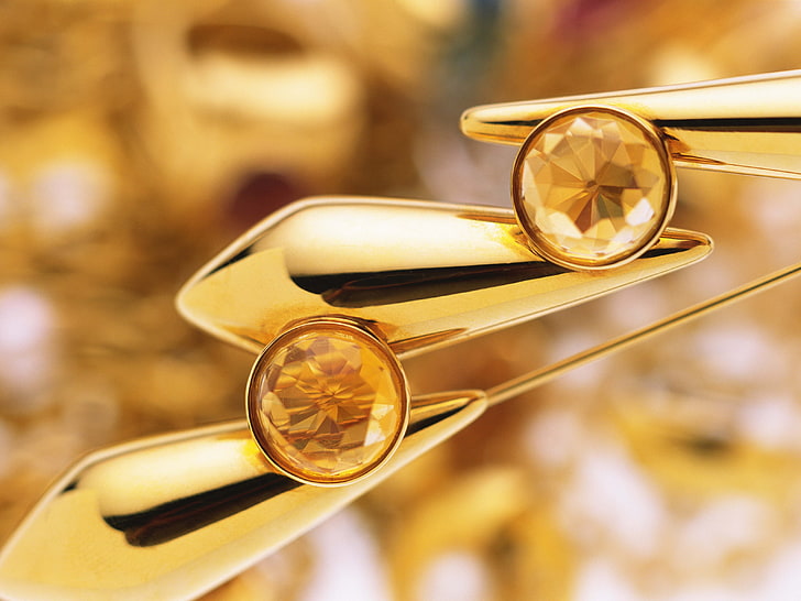 gold-colored accessory, jewelry, gold, bright, HD wallpaper