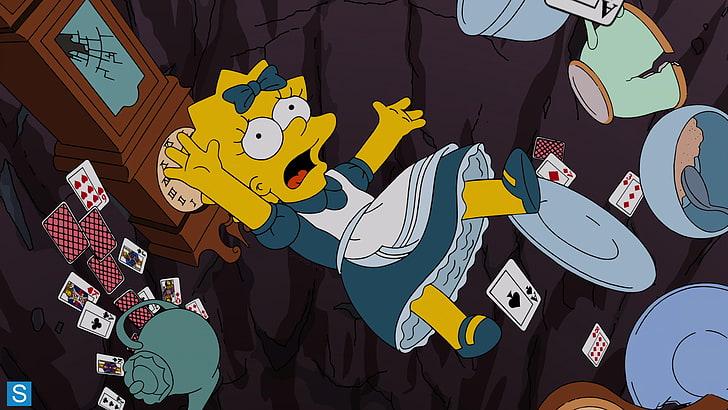 Illustration de Lisa Simpson, Lisa Simpson, Les Simpsons, Alice au pays des merveilles, Fond d'écran HD