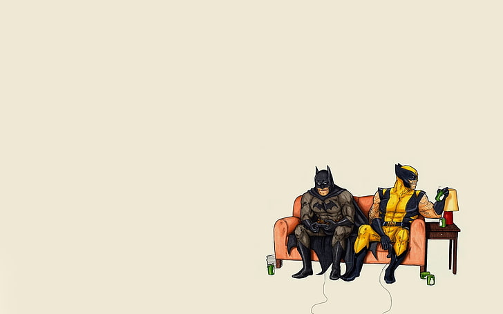 Papel de parede de Batman e Wolverine, Batman, Wolverine, videogames, minimalismo, HD papel de parede