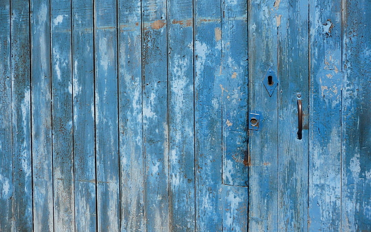 blue wooden door, wood, blue, pattern, door, HD wallpaper