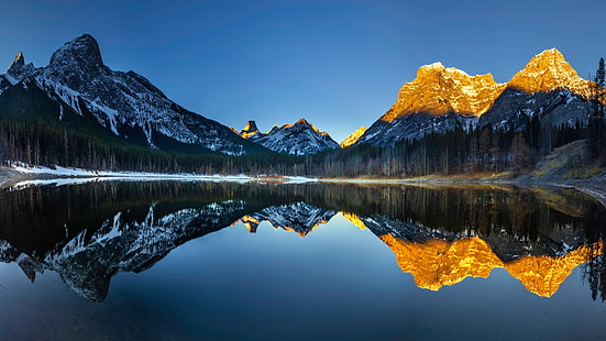 المناظر الطبيعية والبحيرة والسماء والمياه والجبال والأشجار، خلفية HD HD wallpaper