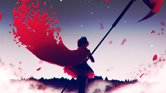 red cape illustration, anime, RWBY, Ruby Rose (character), HD wallpaper HD wallpaper