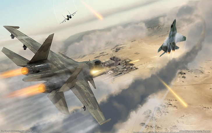Ilustración de avión de combate gris, el cielo, lucha, número de vuelo, Fondo de pantalla HD