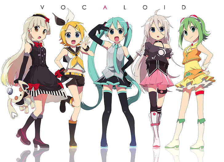 Аниме, Vocaloid, GUMI (Vocaloid), Hatsune Miku, IA (Vocaloid), Mayu (Vocaloid), Rin Kagamine, HD тапет