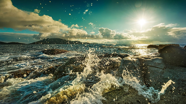 laut, suar, langit, alam, Wallpaper HD