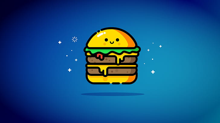 icona, hamburger, blu, Sfondo HD