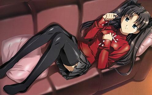 Fate Series, Fate / Stay Night, Tohsaka Rin, animeflickor, HD tapet HD wallpaper