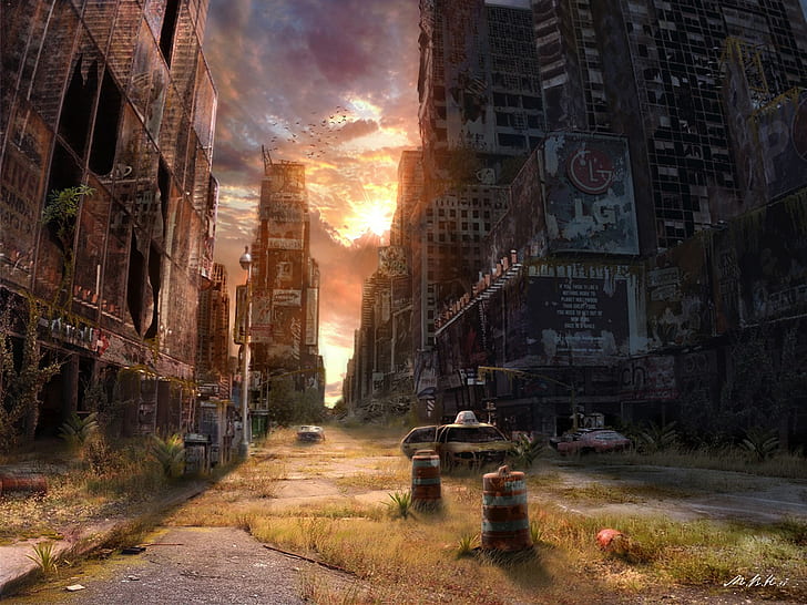 Kunstwerk, apokalyptisch, Niederschlag, Videospiele, Stadt, HD-Hintergrundbild