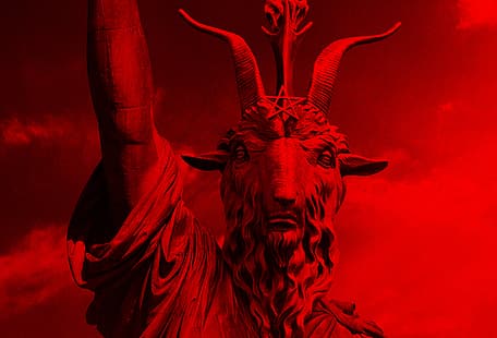  Satanism, satanic, movie poster, Statue of Liberty, Baphometh, red, HD wallpaper HD wallpaper