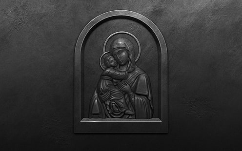 métal, mur, image, larme, icône, Vierge, L'image de la Bienheureuse Vierge Marie, Fond d'écran HD HD wallpaper